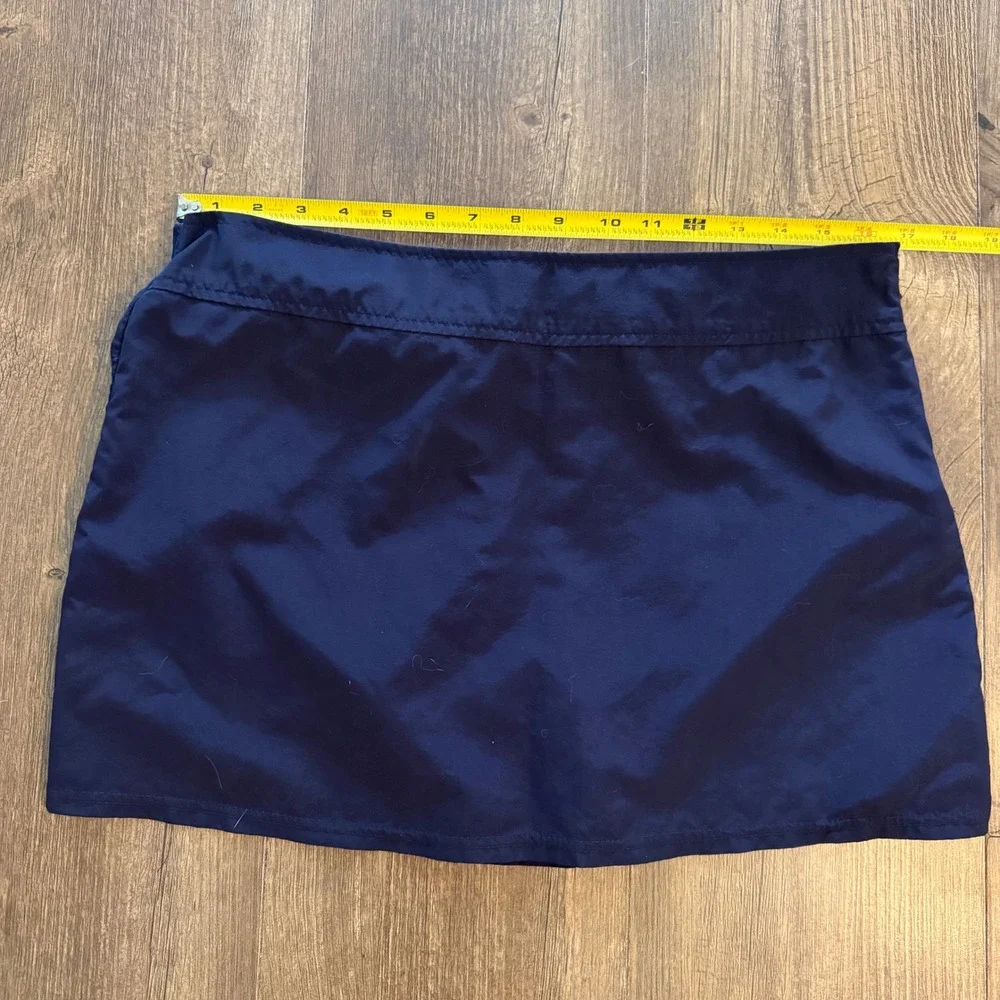 Lands' End Swim Skirt Women 10 Navy Blue Built-in Brief Side Zip Beachwear Vacay
